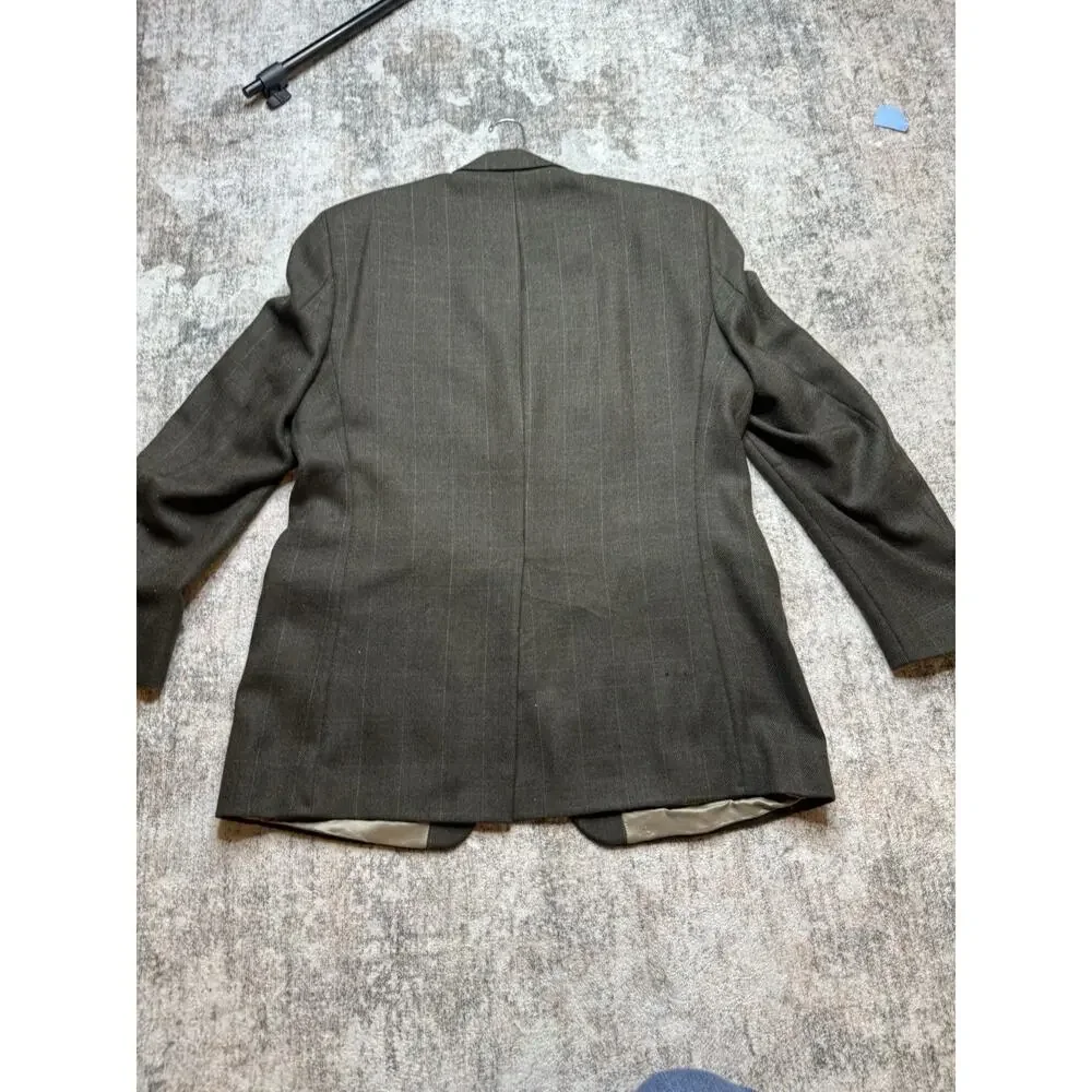 VTG Polo Ralph Lauren Blazer Mens 44 L Green Plaid Windowpane Union Made in USA